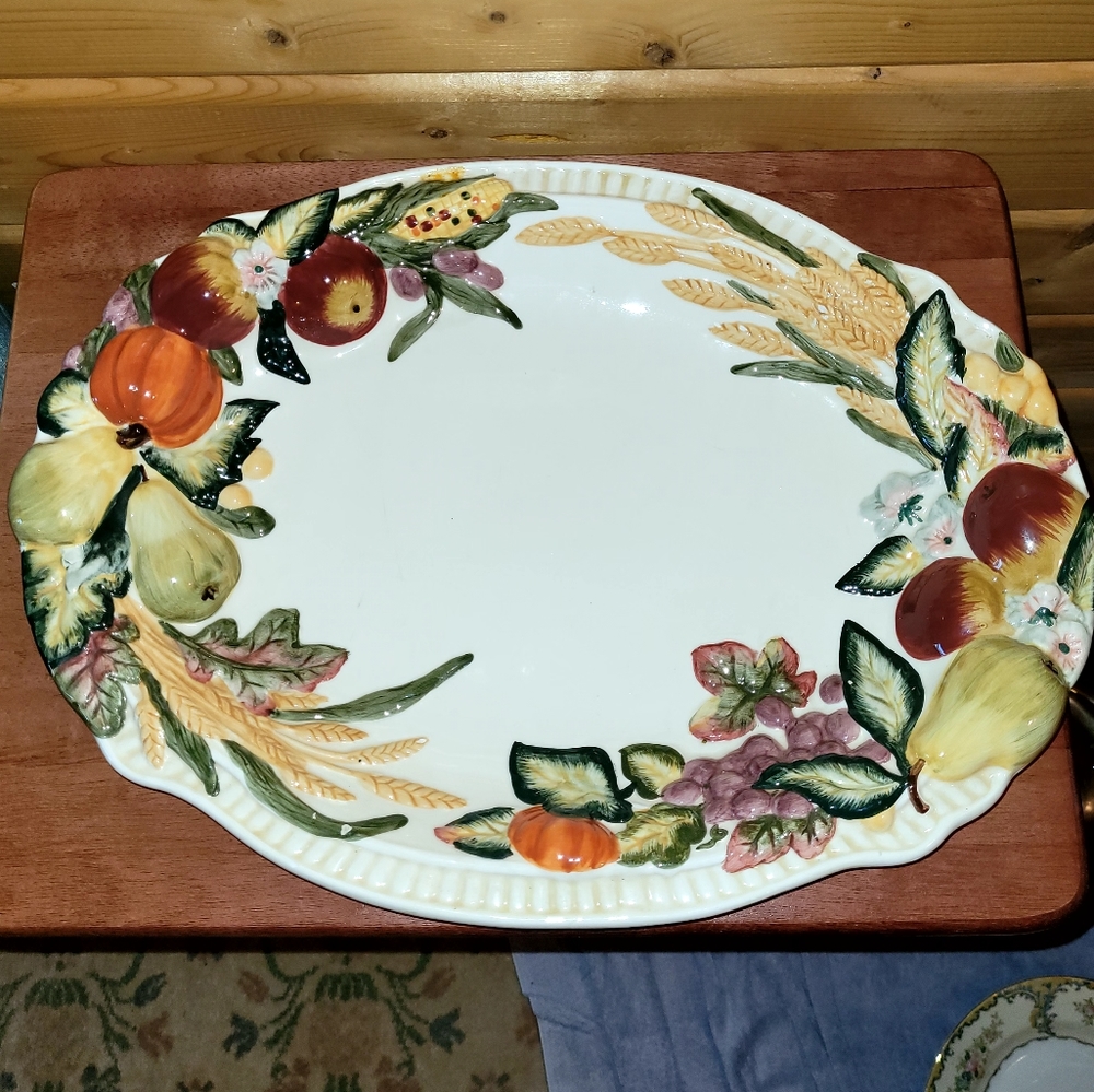 Vintage Autumn Harvest Oval Serving Platter by Bico China International Bazaar